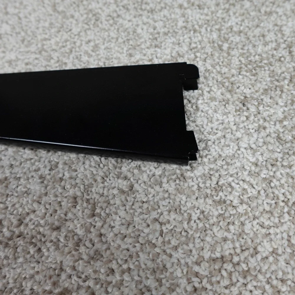 Black Metal 18.5 Inch Slotted Wall Shelf Bracket Tapered Support Dual Trak‎
